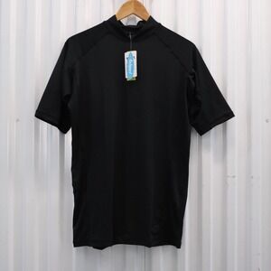 NWT TSLA Mens Rashguard Short Sleeve Surf Swim Water Sport‎ Size Medium Black